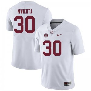 NCAA Men's Alabama Crimson Tide #30 King Mwikuta Stitched College 2019 Nike Authentic White Football Jersey AU17N11QX